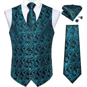 Mens Vest and Tie Set - A Teal
